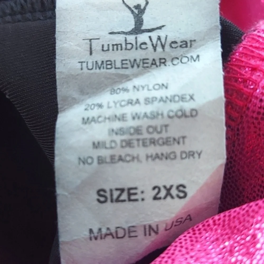 Tumblewear Gymsta hipster shorts for gymnastics, dance, cheer - black pink - 2xs